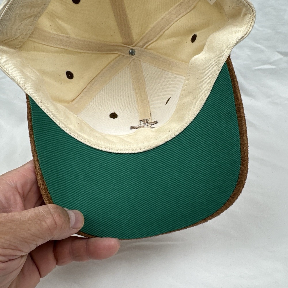 Y2K Christian Cross Gavel Strapback Hat FCAI Suede Brim KC Cap Beige Brown - Picture 7 of 11